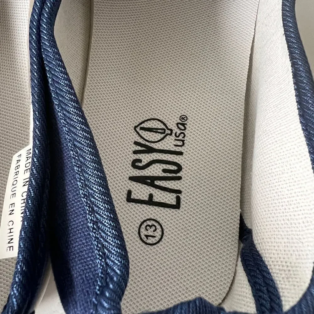 Easy USA Men’s Navy Blue Canvas Slip‎ On Shoes Size 13